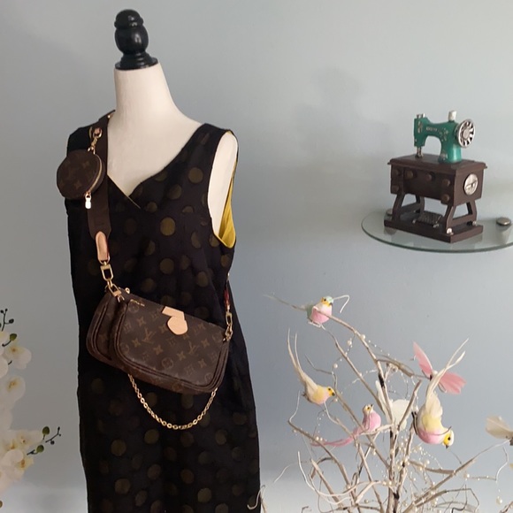 Polkadots black & yellow short sleeveless dress